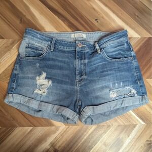 Guess Denim Shorts Distressed Ripped Cuffed Blue Wash Women's Size 29‎
